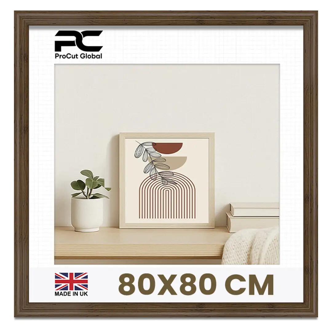80x80cm Classic Walnut Picture Frame - Timeless Wall Display For Family Photos & Artwork
