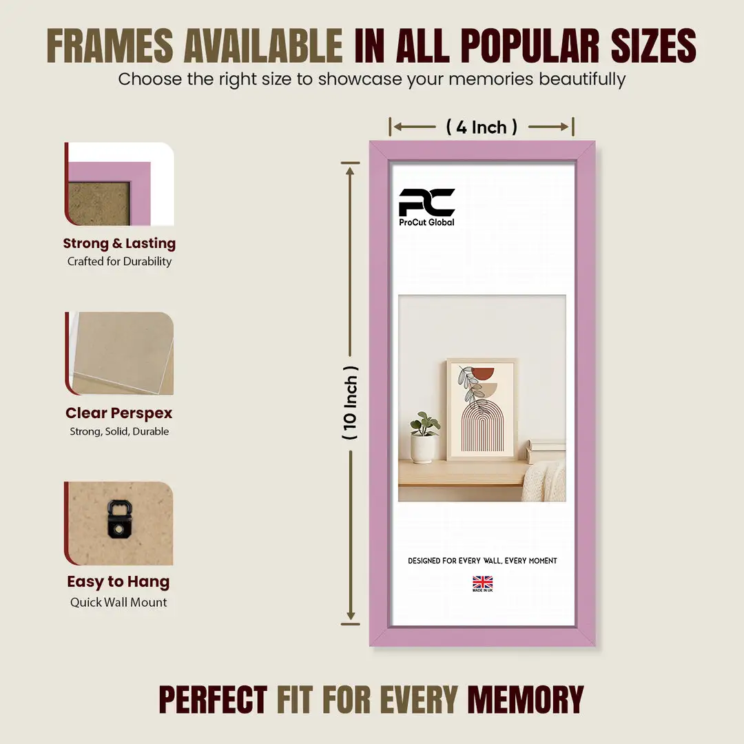 10x4" Sleek Pastel Pink Picture Frame With Shatterproof Acrylic Front - Minimalist Wall Display thumbnail 4