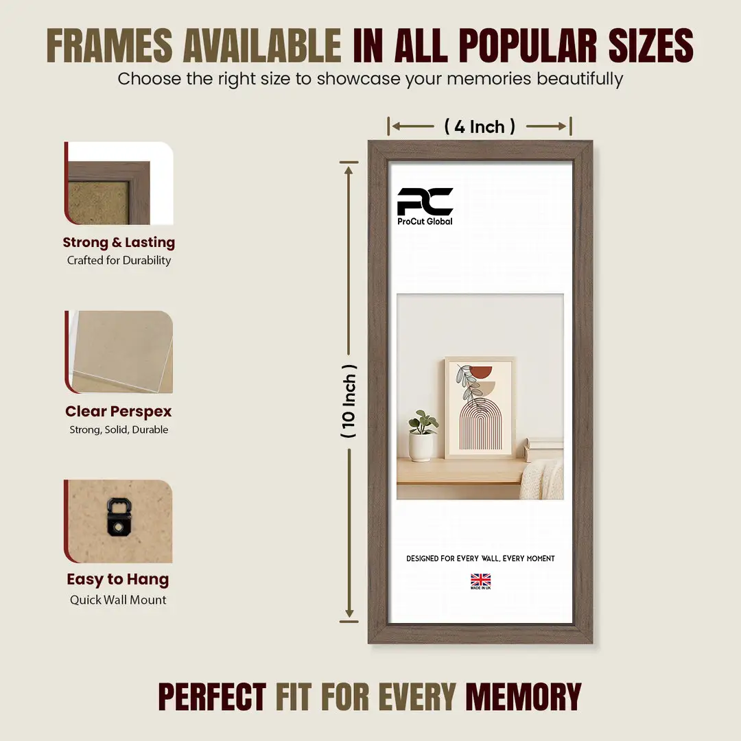 10x4" Sleek Walnut Picture Frame - Elegant Wall Or Desk Display thumbnail 4
