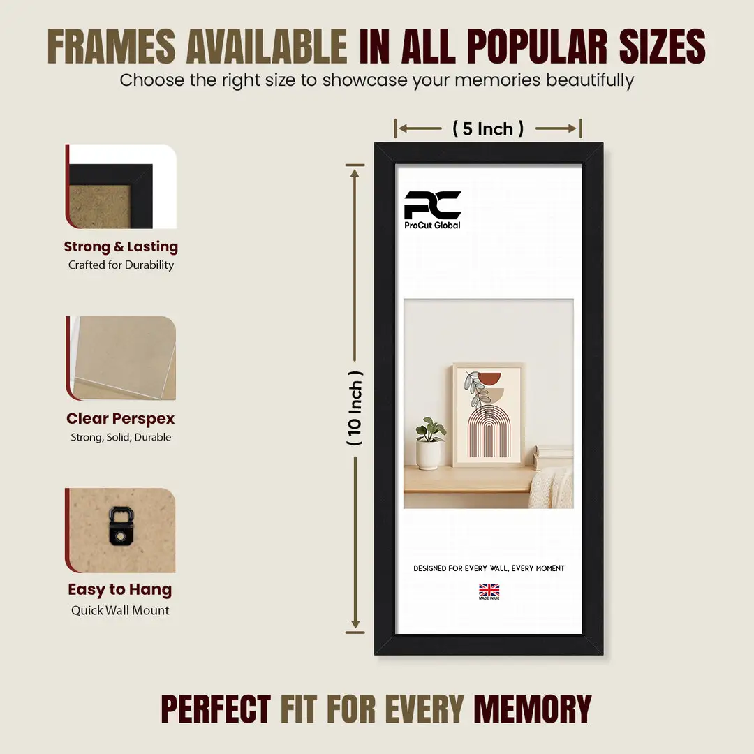 10x5" Sleek Black Picture Frame With Clear Acrylic Front - For Premium Wall Decor thumbnail 4
