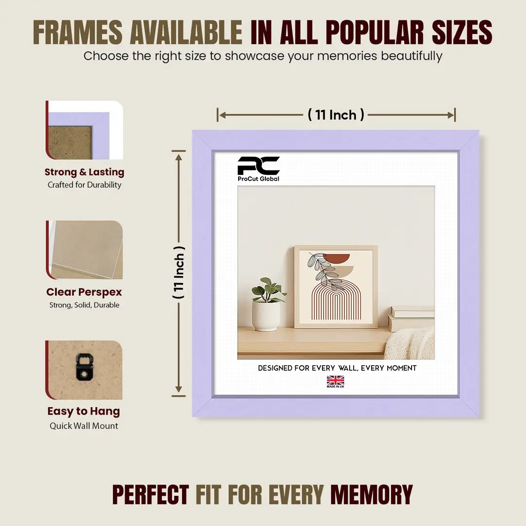 11x11" Sleek Purple Picture Frame With Clear Acrylic Front - For Premium Wall Decor thumbnail 4