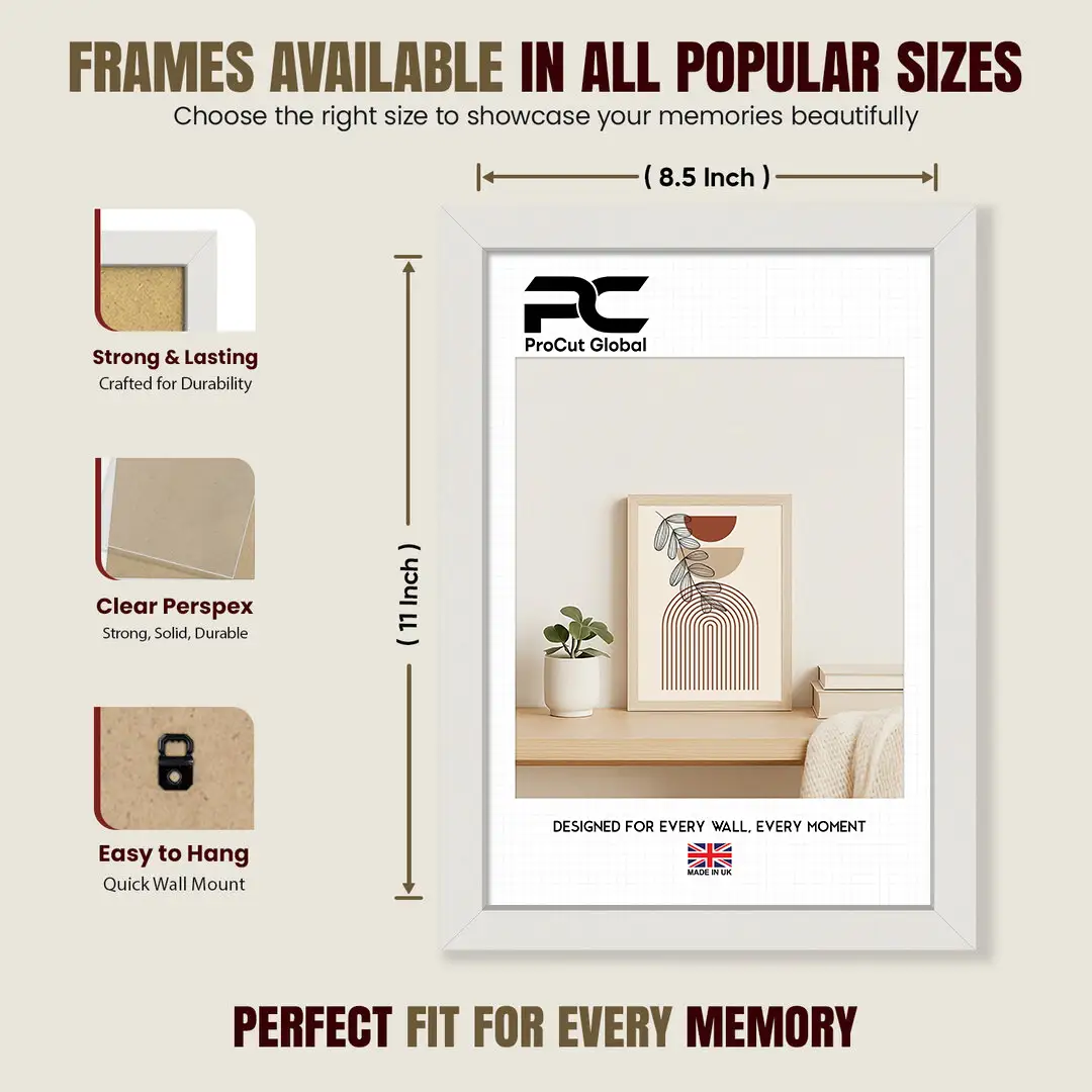 11x8.5" Sleek White Picture Frame With Shatterproof Acrylic Front - Minimalist Wall Display thumbnail 4