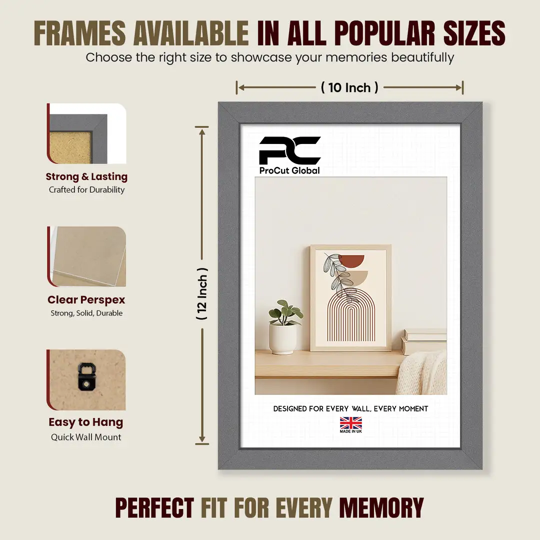 12x10" Sleek Dark Grey Picture Frame - Elegant Wall Or Desk Display thumbnail 4
