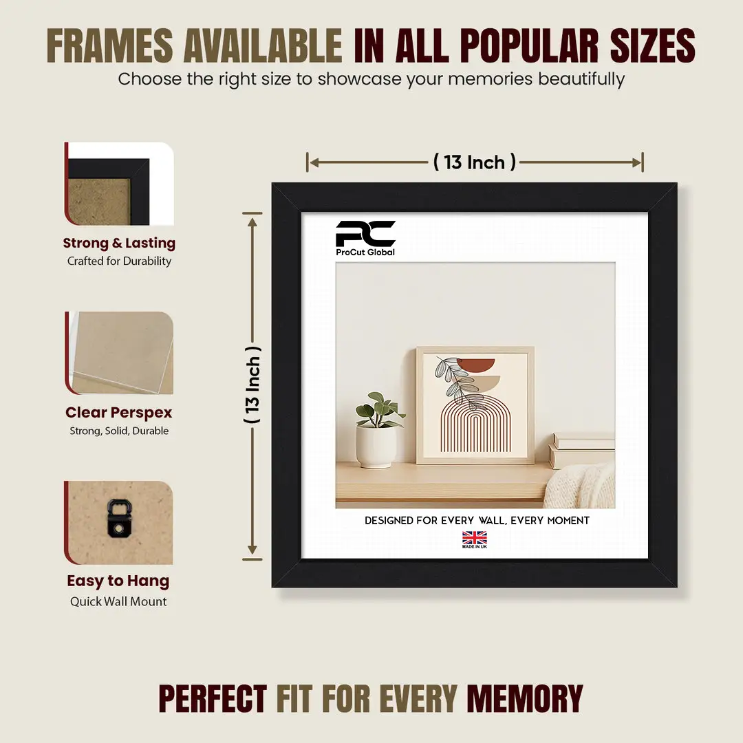 13x13" Sleek Black Picture Frame - Elegant Wall Or Desk Display thumbnail 4