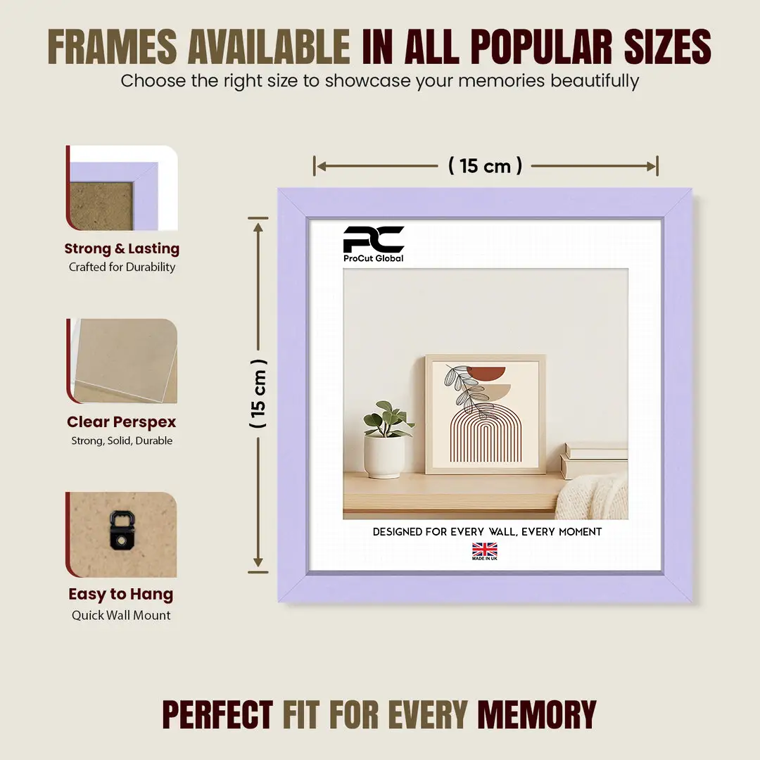 15x15cm Sleek Purple Picture Frame - Elegant Wall Or Desk Display thumbnail 4