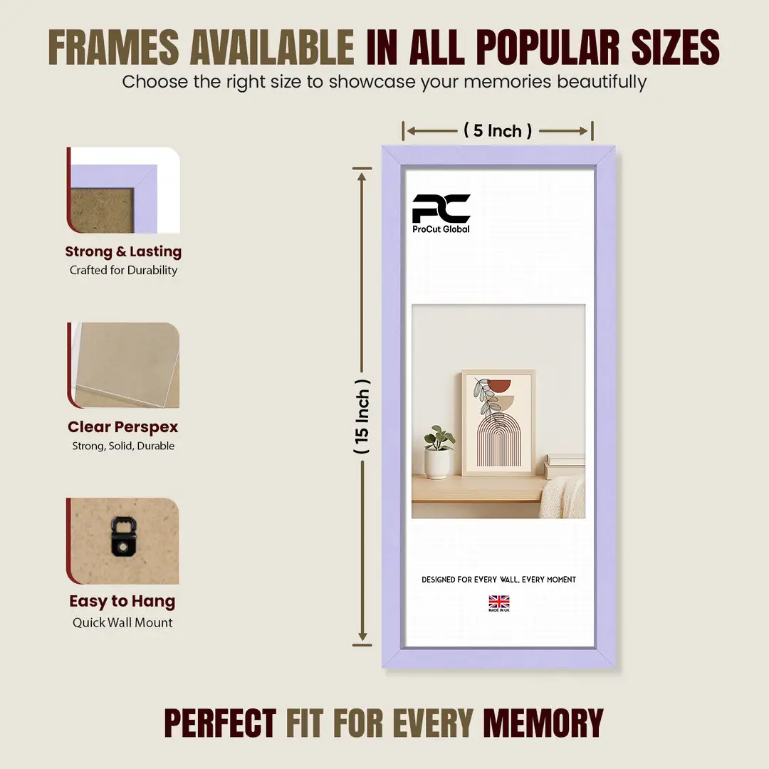 15x5" Sleek Purple Picture Frame - Elegant Wall Or Desk Display thumbnail 4