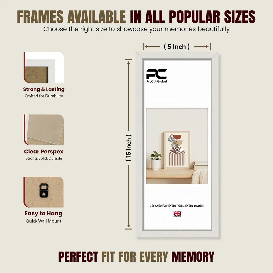 15x5" Sleek White Picture Frame With Shatterproof Acrylic Front - Minimalist Wall Display thumbnail 4