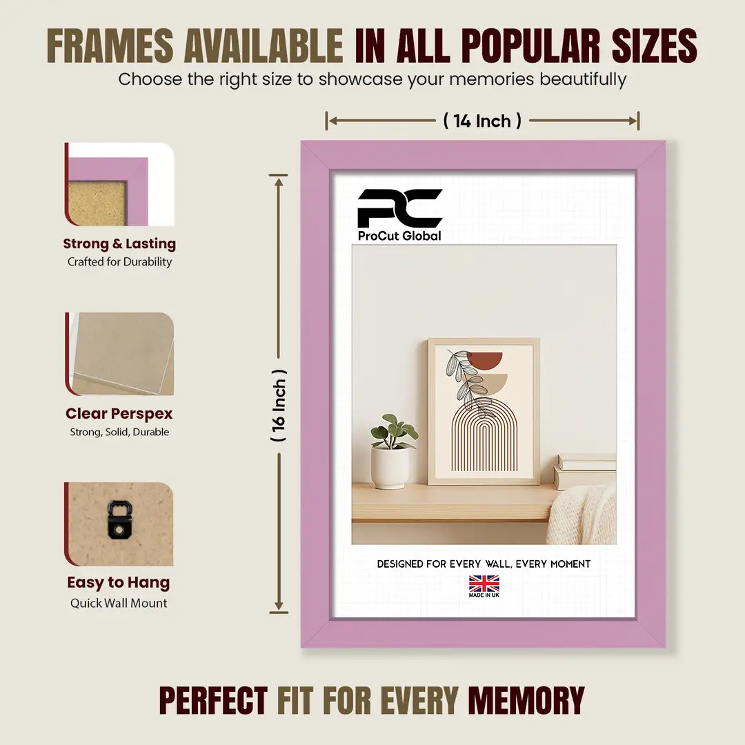 16x14" Sleek Pastel Pink Picture Frame With Shatterproof Acrylic Front - Minimalist Wall Display thumbnail 4
