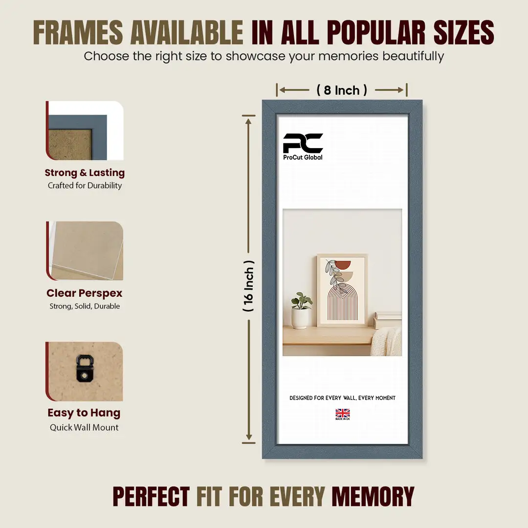 16x8" Sleek Navy Blue Picture Frame - Elegant Wall Or Desk Display thumbnail 4