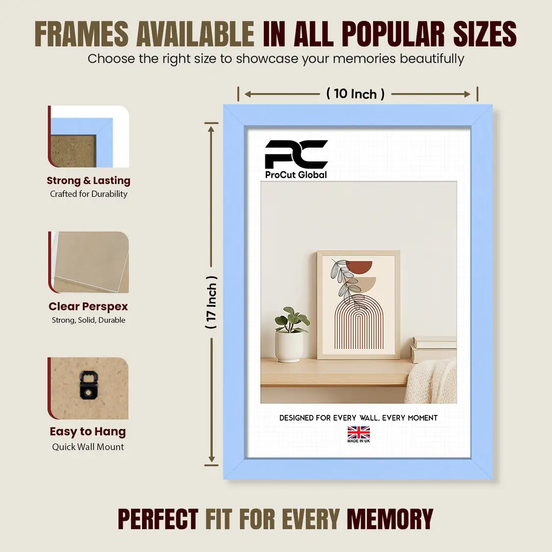 17x10" Sleek Baby Blue Picture Frame With Shatterproof Acrylic Front - Minimalist Wall Display thumbnail 4
