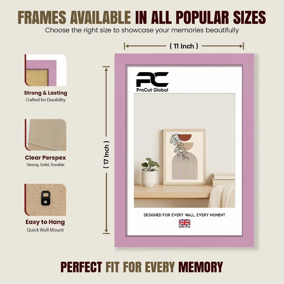 17x11" Sleek Pastel Pink Picture Frame - Elegant Wall Or Desk Display thumbnail 4