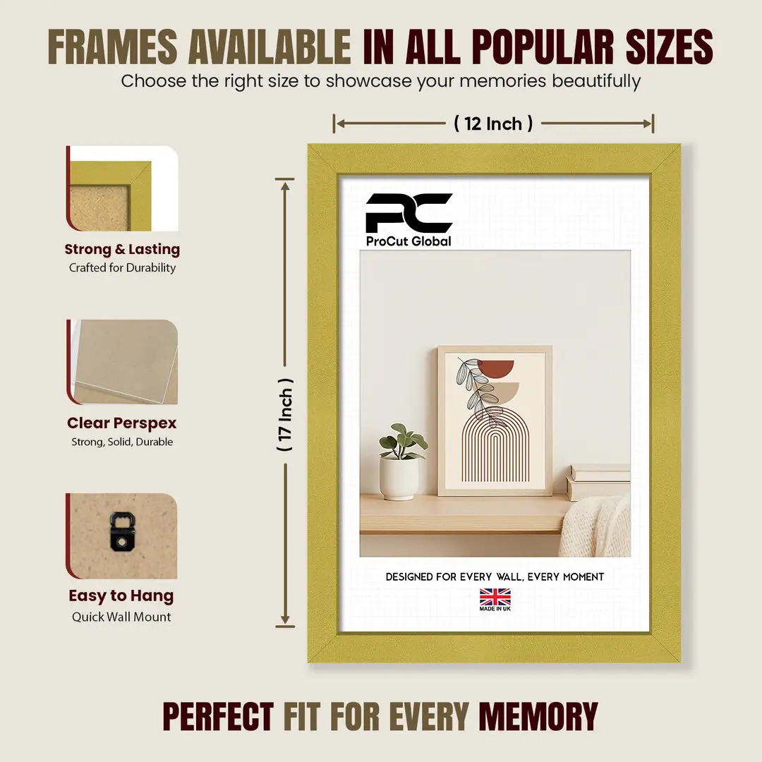 17x12" Sleek Gold Picture Frame With Clear Acrylic Front - For Premium Wall Decor thumbnail 4