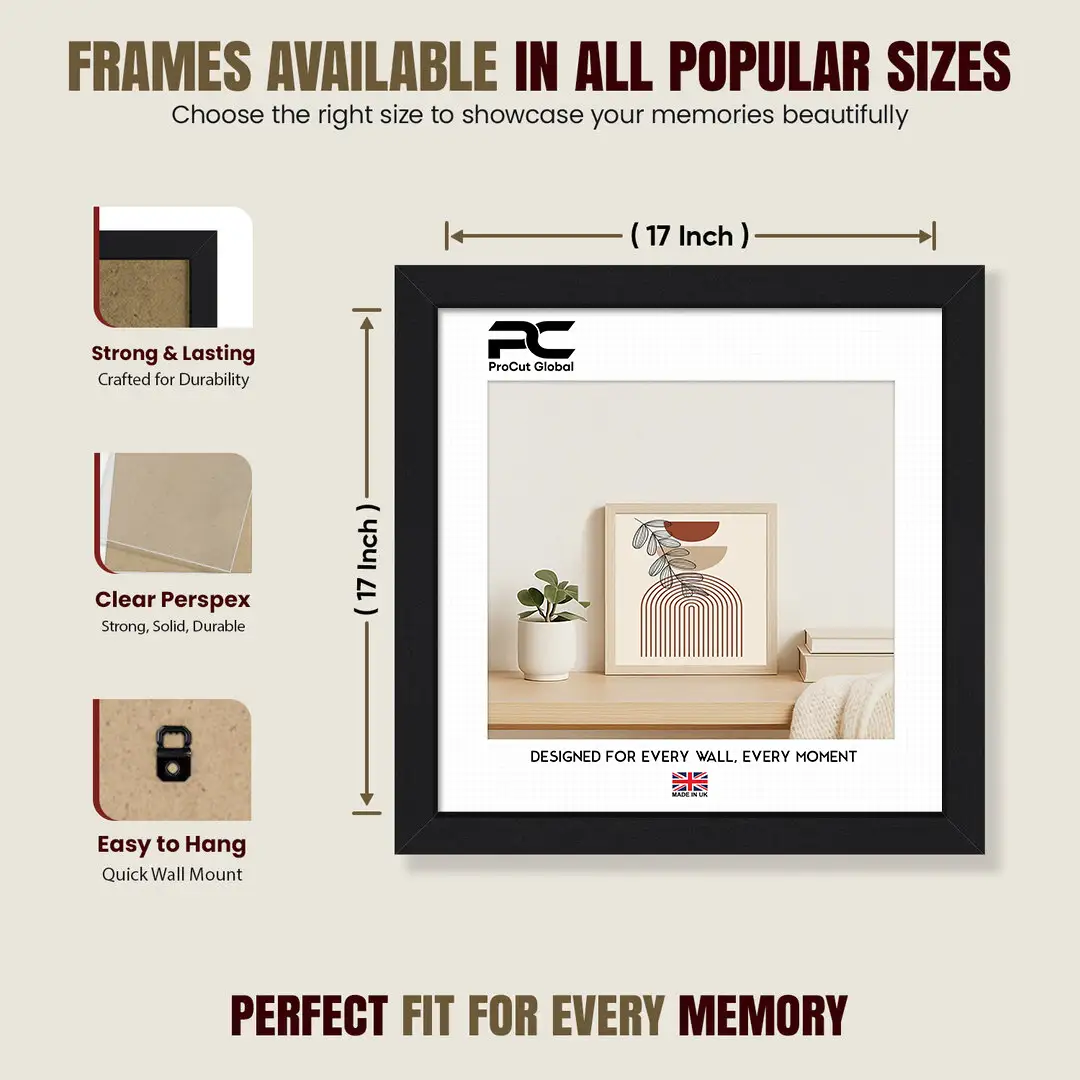 17x17" Sleek Black Picture Frame With Shatterproof Acrylic Front - Minimalist Wall Display thumbnail 4