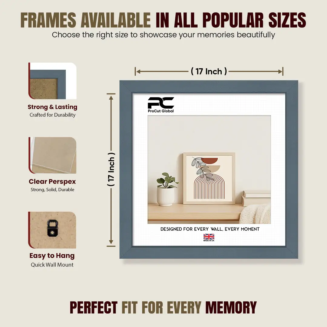 17x17" Sleek Navy Blue Picture Frame With Clear Acrylic Front - For Premium Wall Decor thumbnail 4