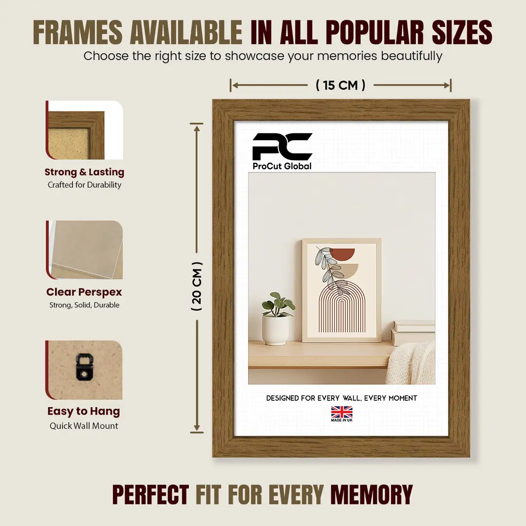 20x15cm Sleek Oak Picture Frame With Clear Acrylic Front - For Premium Wall Decor thumbnail 4