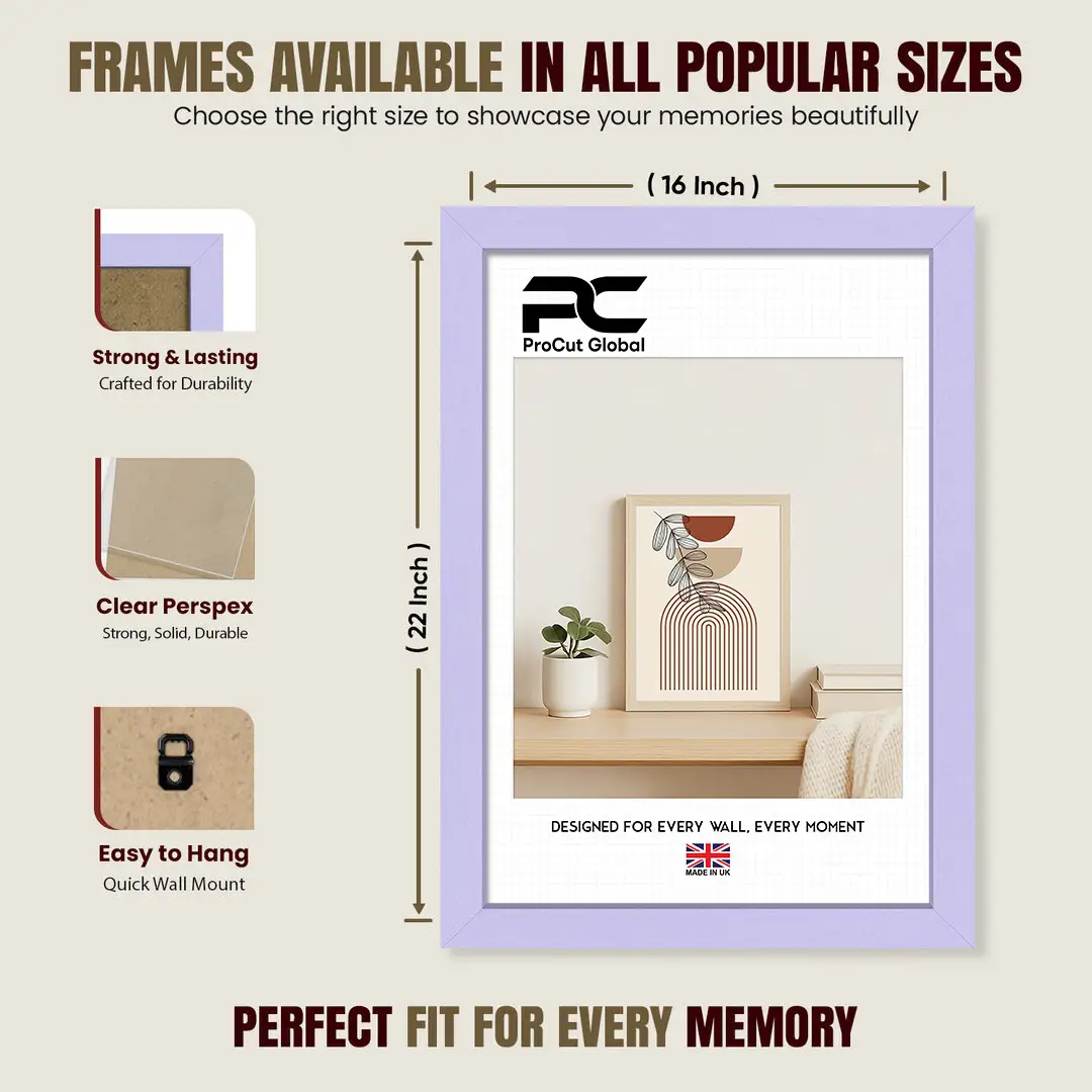 22x16" Sleek Purple Picture Frame With Shatterproof Acrylic Front - Minimalist Wall Display thumbnail 4