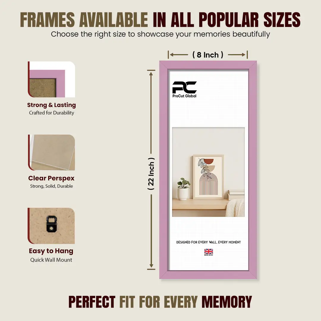 22x8" Sleek Pastel Pink Picture Frame With Clear Acrylic Front - For Premium Wall Decor thumbnail 4