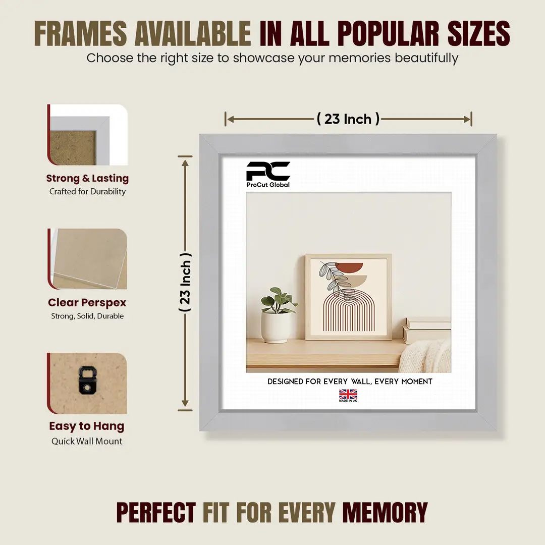 23x23" Sleek Silver Picture Frame With Clear Acrylic Front - For Premium Wall Decor thumbnail 4