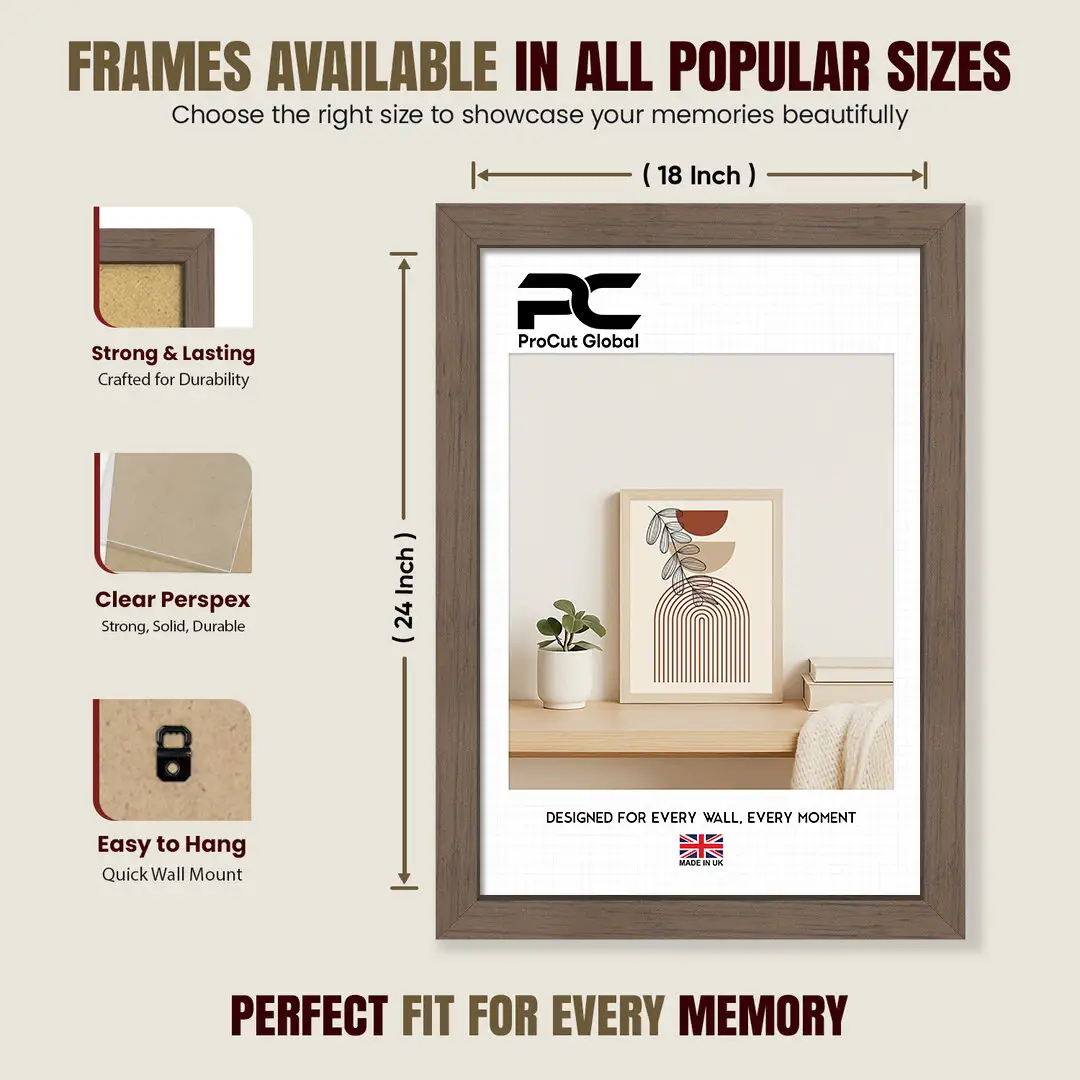 24x18" Sleek Walnut Picture Frame With Clear Acrylic Front - For Premium Wall Decor thumbnail 4