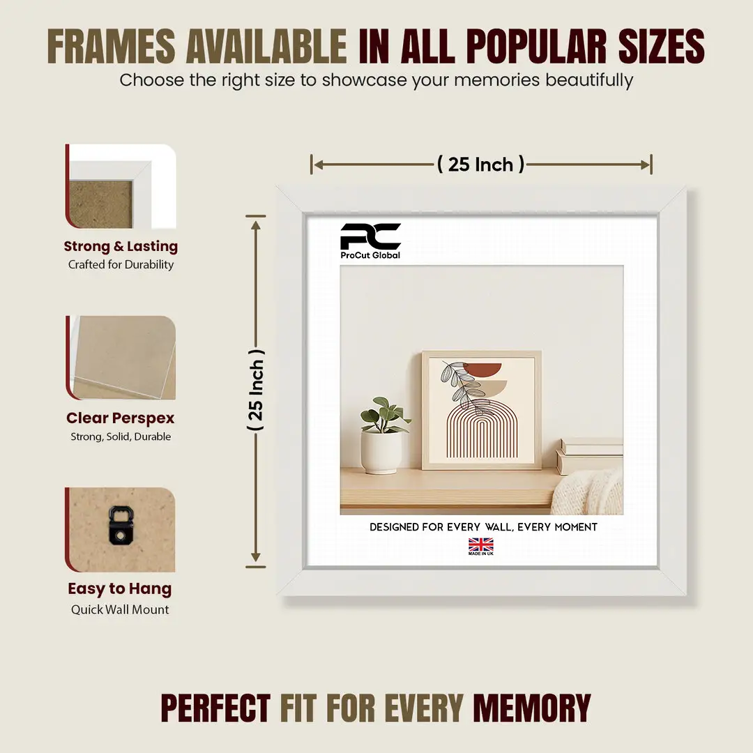 25x25" Sleek White Picture Frame With Clear Acrylic Front - For Premium Wall Decor thumbnail 4