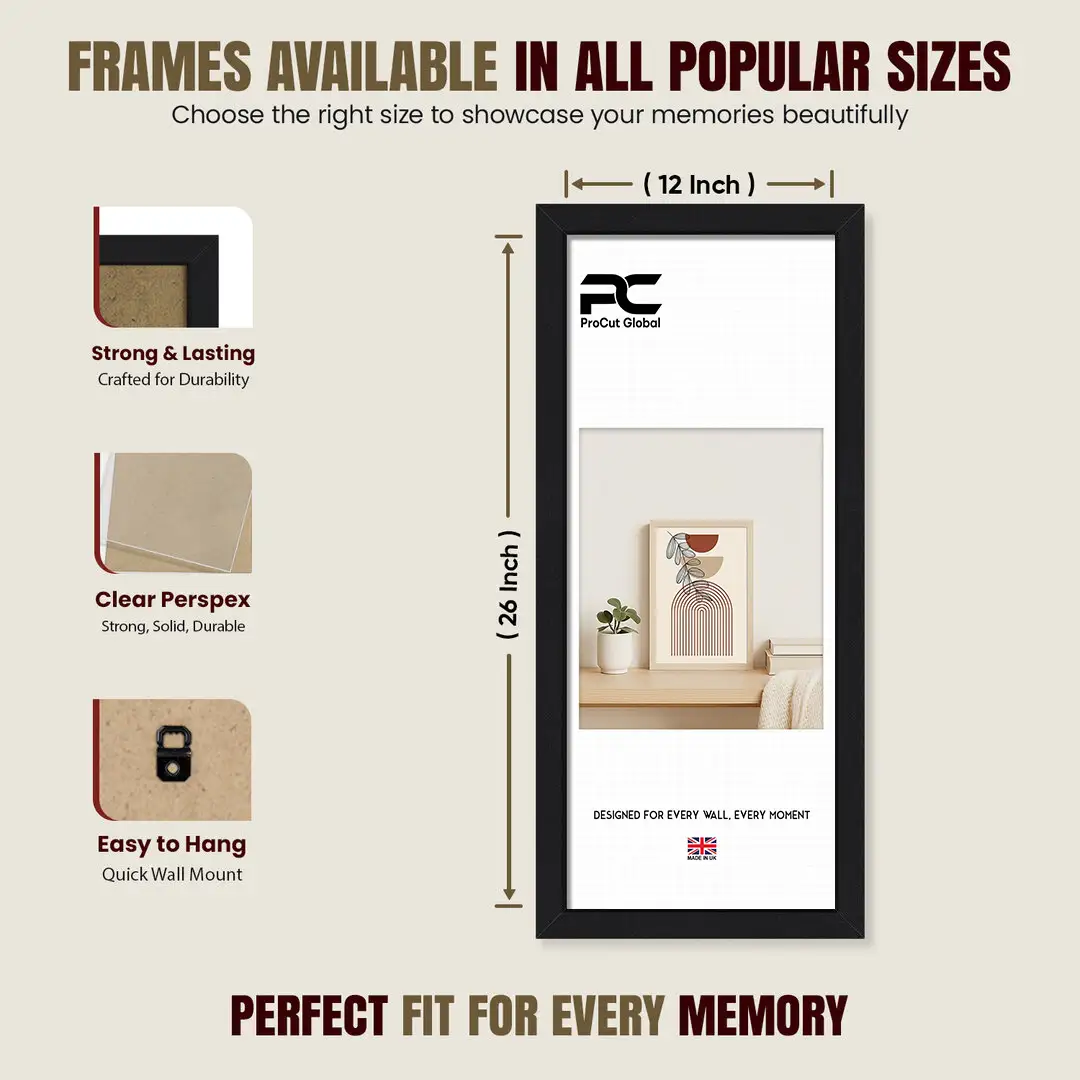 26x12" Sleek Black Picture Frame With Clear Acrylic Front - For Premium Wall Decor thumbnail 4