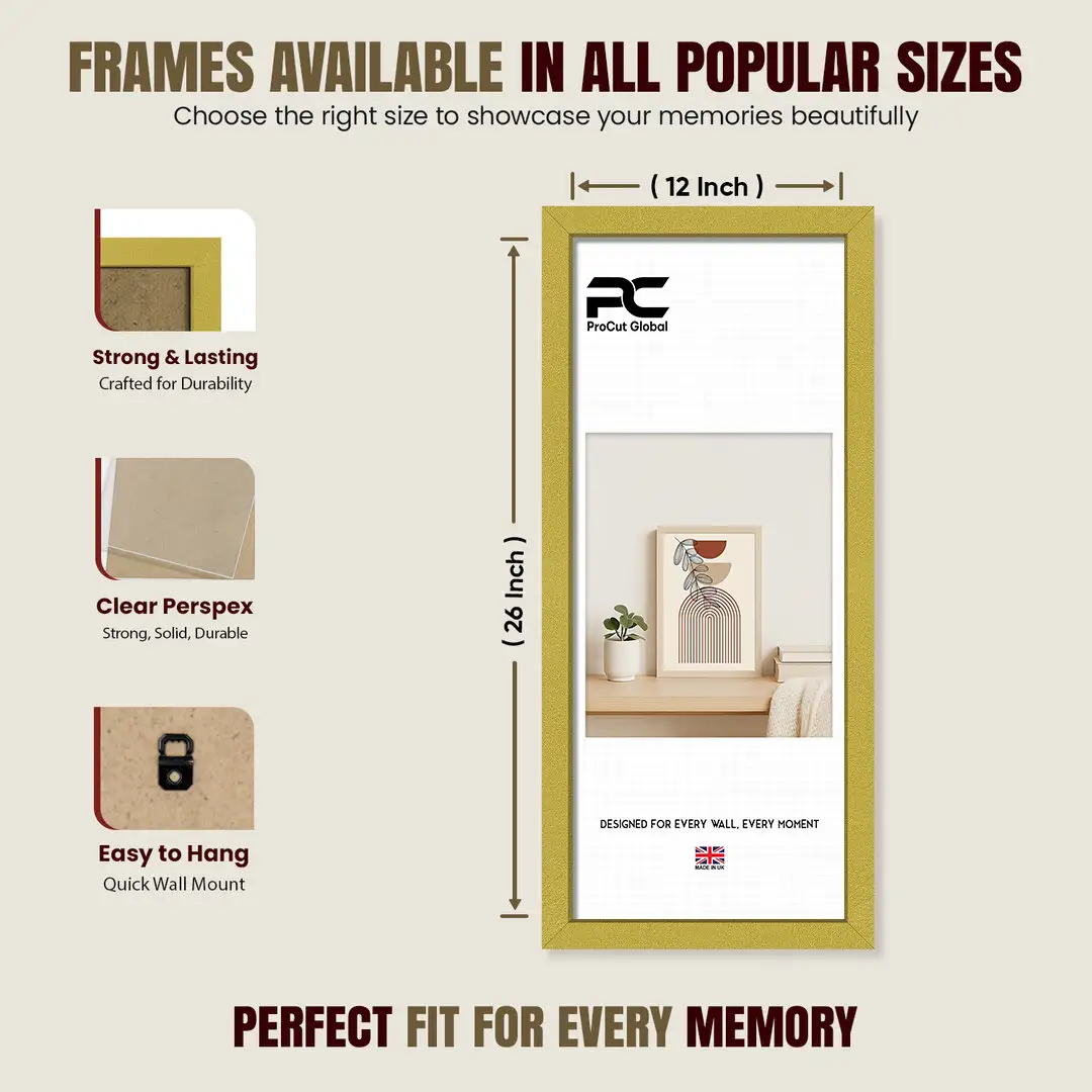 26x12" Sleek Gold Picture Frame - Elegant Wall Or Desk Display thumbnail 4