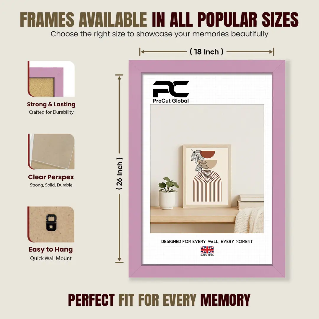 26x18" Sleek Pastel Pink Picture Frame With Shatterproof Acrylic Front - Minimalist Wall Display thumbnail 4