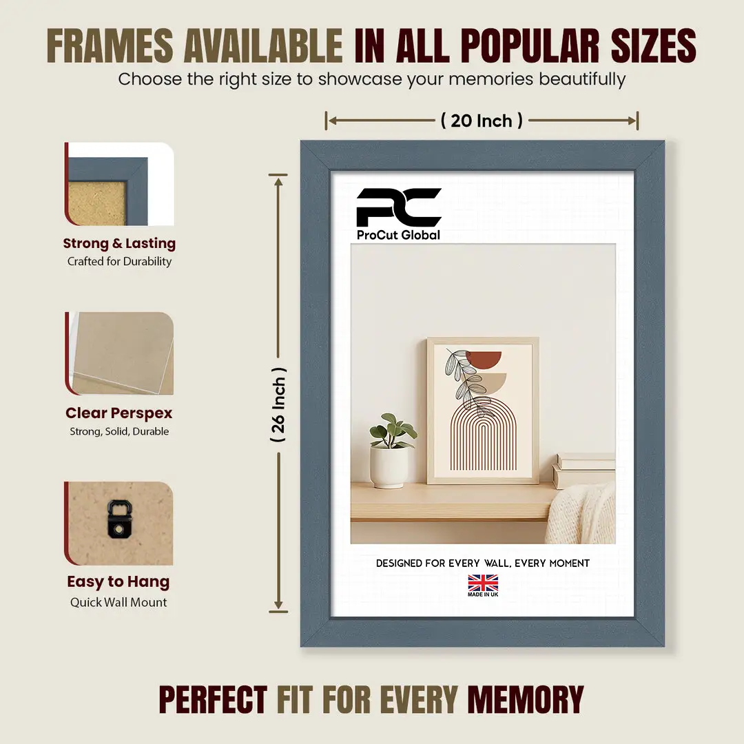 26x20" Sleek Navy Blue Picture Frame With Clear Acrylic Front - For Premium Wall Decor thumbnail 4