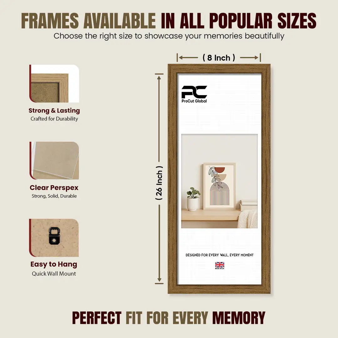 26x8" Sleek Oak Picture Frame - Elegant Wall Or Desk Display thumbnail 4