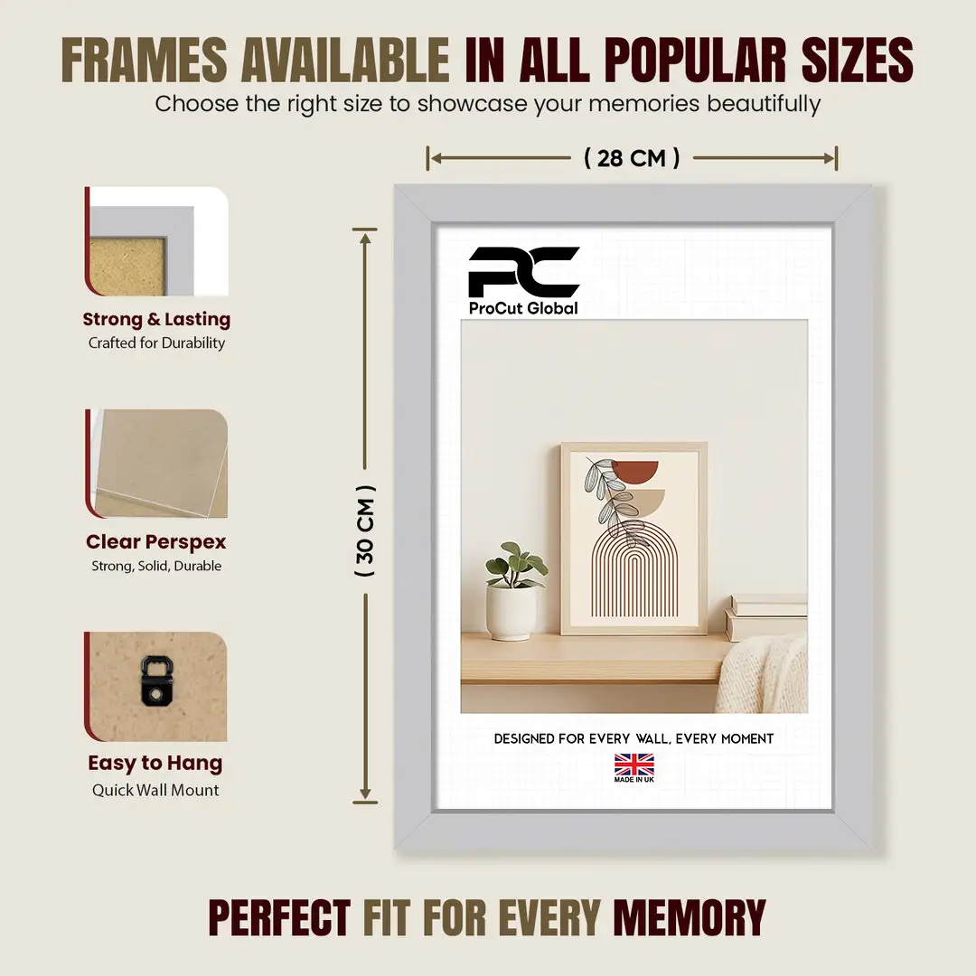 30x28cm Sleek Silver Picture Frame - Elegant Wall Or Desk Display thumbnail 4