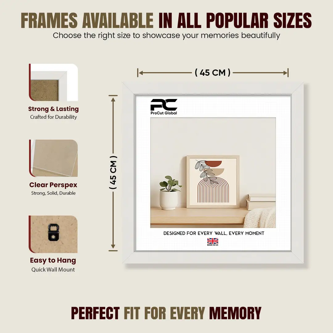 45x45cm Sleek White Picture Frame With Clear Acrylic Front - For Premium Wall Decor thumbnail 4