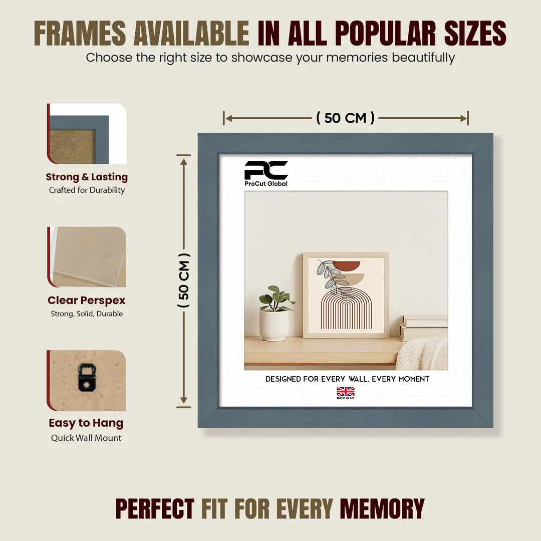 50x50cm Sleek Navy Blue Picture Frame With Shatterproof Acrylic Front - Minimalist Wall Display thumbnail 4