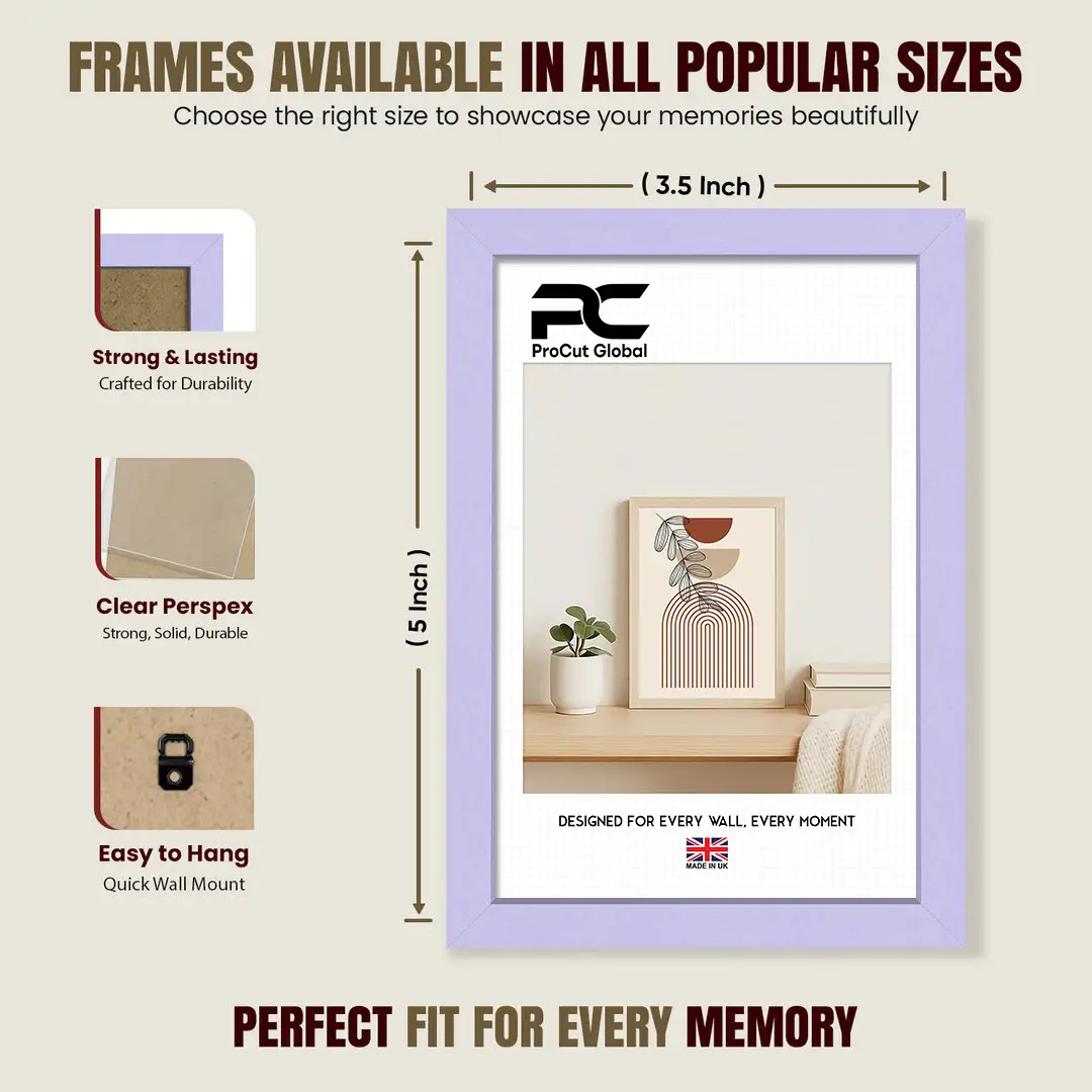 5x3.5" Sleek Purple Picture Frame - Elegant Wall Or Desk Display thumbnail 4