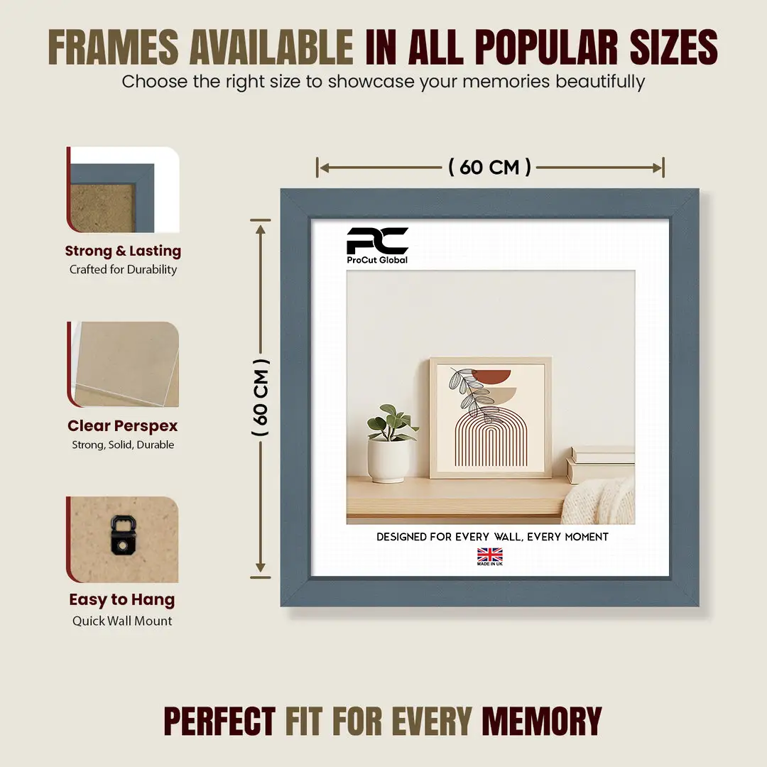 60x60cm Sleek Navy Blue Picture Frame With Clear Acrylic Front - For Premium Wall Decor thumbnail 4