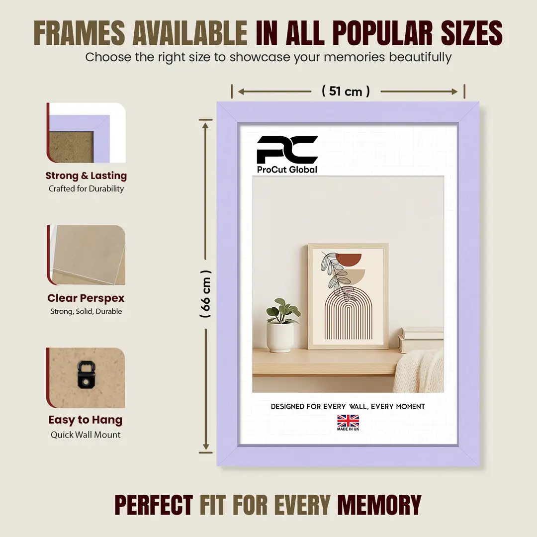 66x51cm Sleek Purple Picture Frame With Shatterproof Acrylic Front - Minimalist Wall Display thumbnail 4
