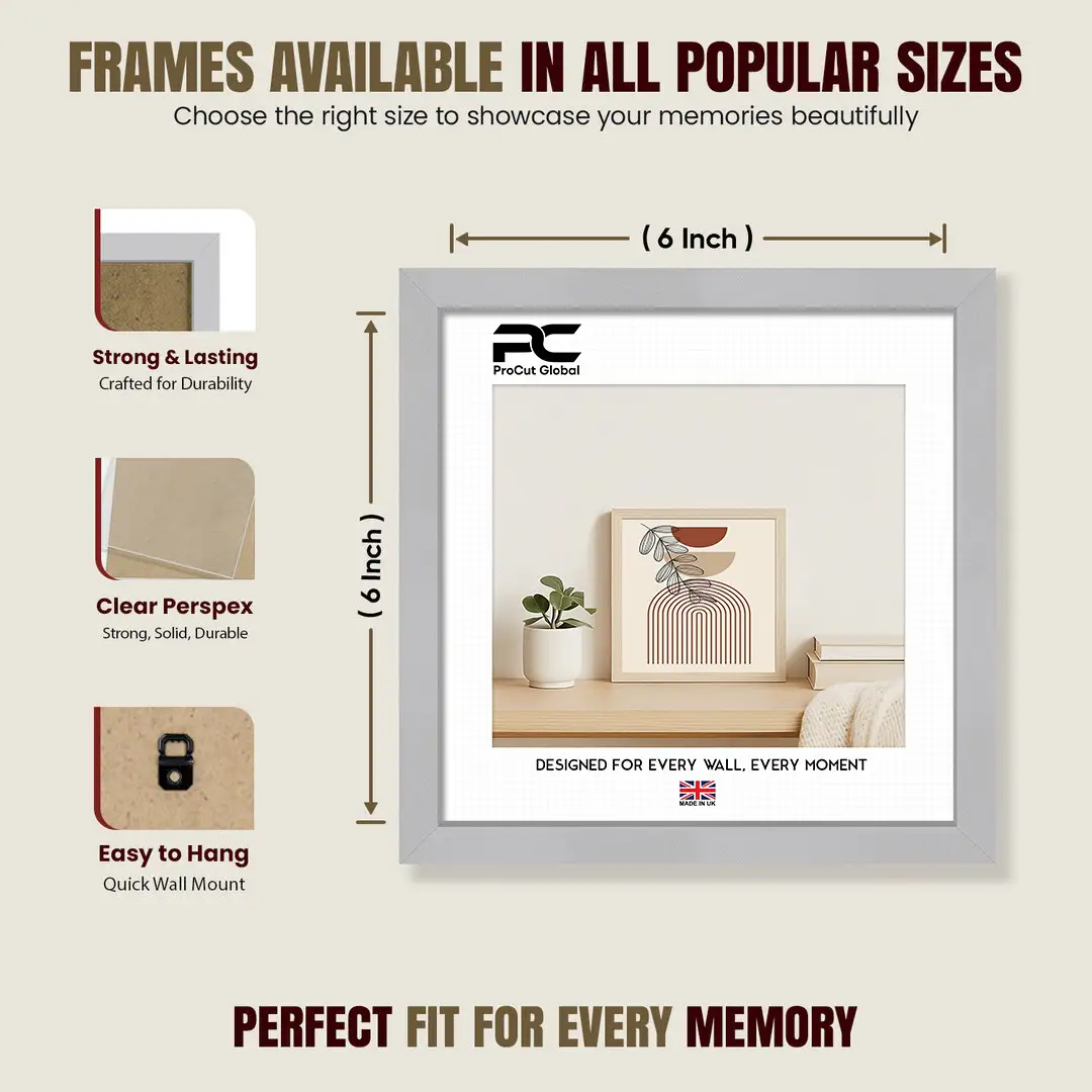 6x6" Sleek Silver Picture Frame - Elegant Wall Or Desk Display thumbnail 4