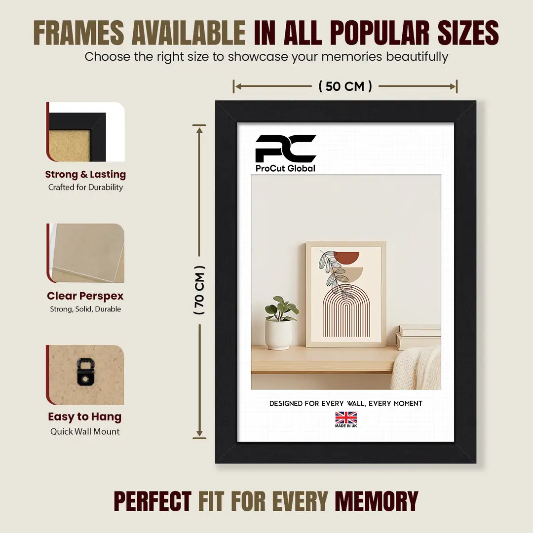 70x50cm Sleek Black Picture Frame With Clear Acrylic Front - For Premium Wall Decor thumbnail 4