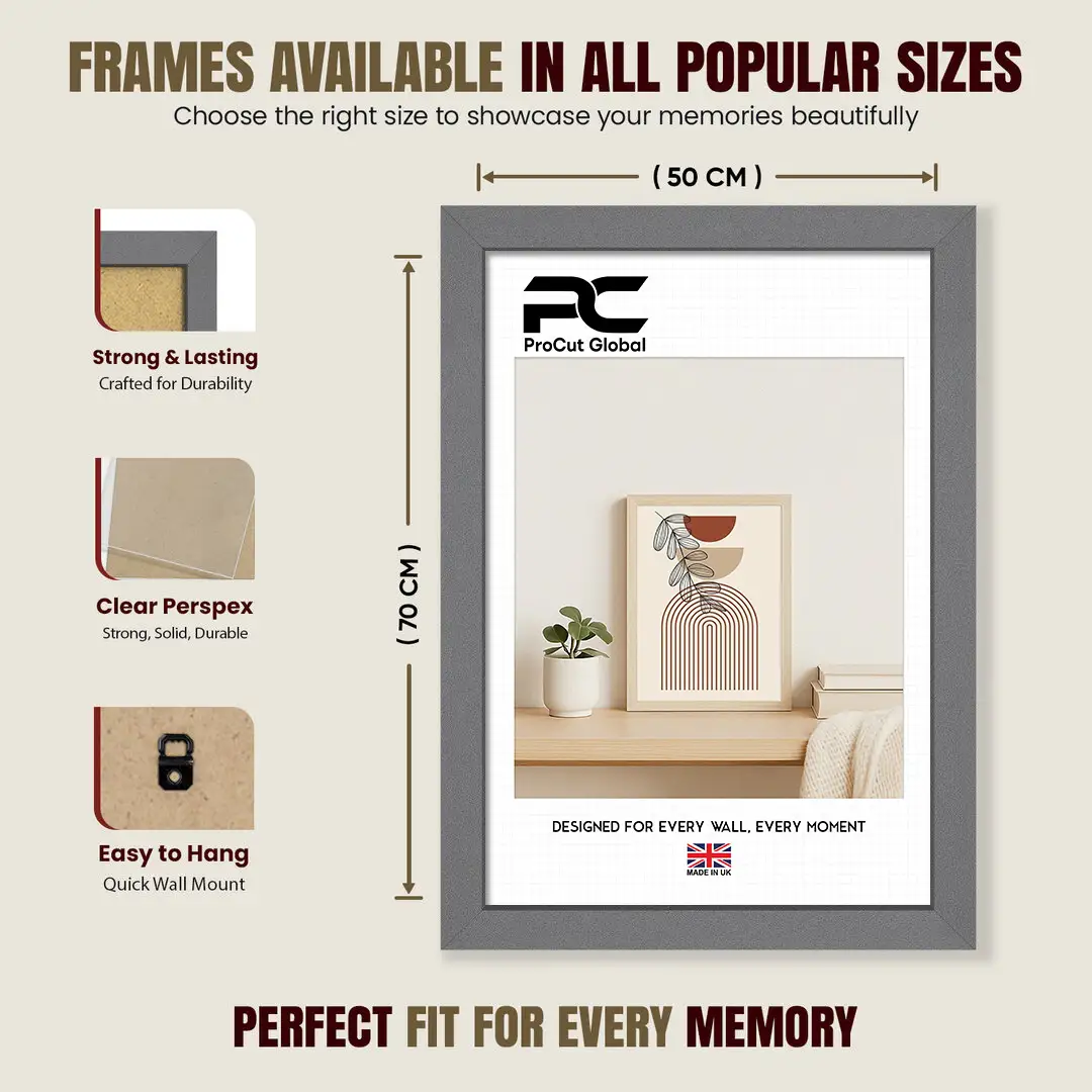70x50cm Sleek Dark Grey Picture Frame With Clear Acrylic Front - For Premium Wall Decor thumbnail 4
