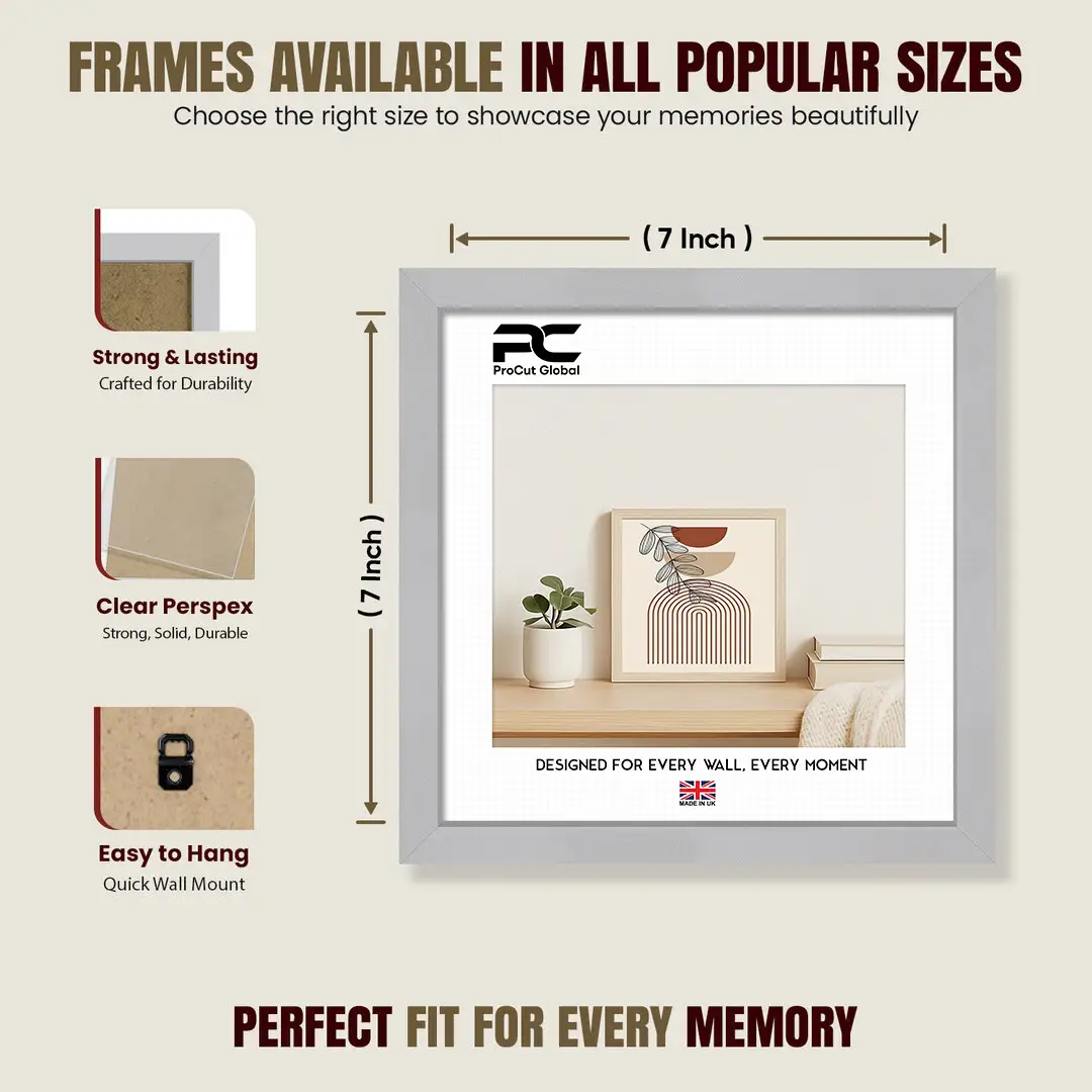 7x7" Sleek Silver Picture Frame With Shatterproof Acrylic Front - Minimalist Wall Display thumbnail 4