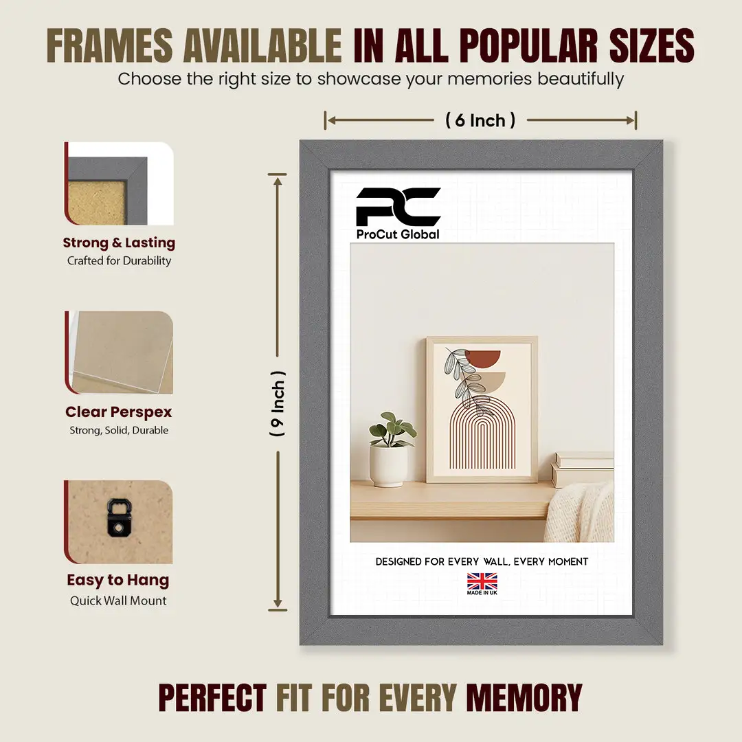 9x6" Sleek Dark Grey Picture Frame - Elegant Wall Or Desk Display thumbnail 4