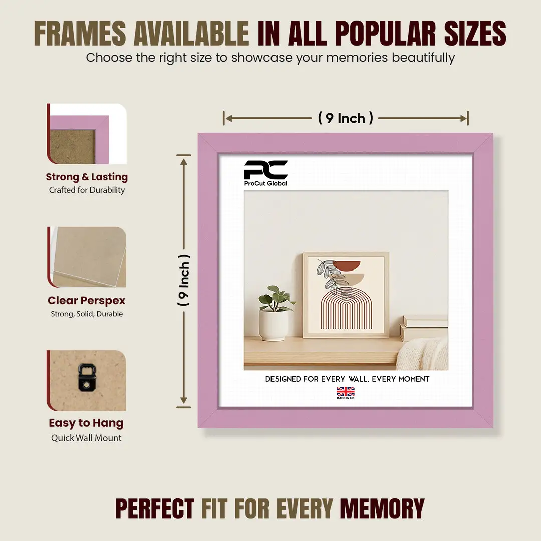 9x9" Sleek Pastel Pink Picture Frame With Clear Acrylic Front - For Premium Wall Decor thumbnail 4