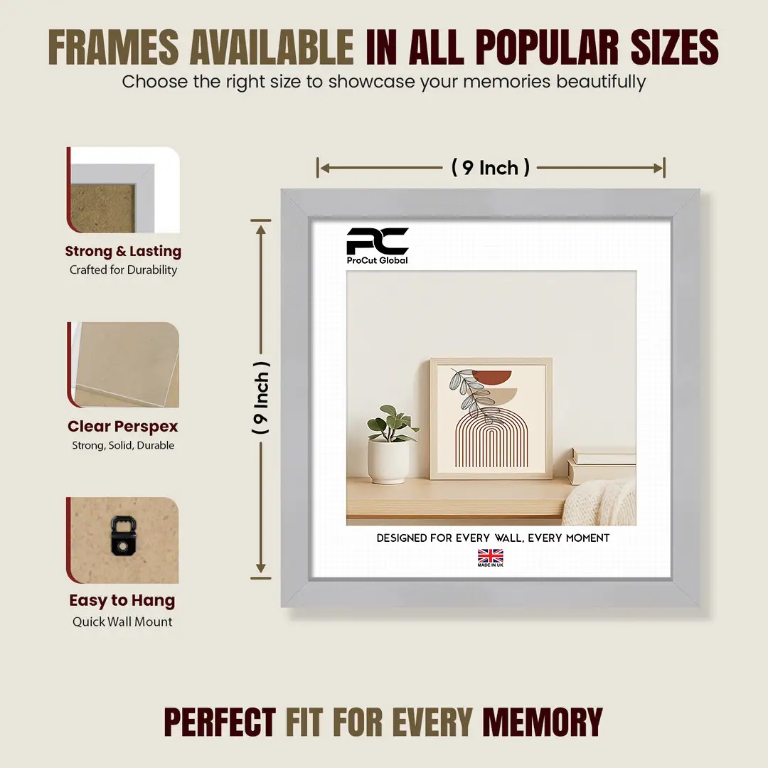 9x9" Sleek Silver Picture Frame - Elegant Wall Or Desk Display thumbnail 4
