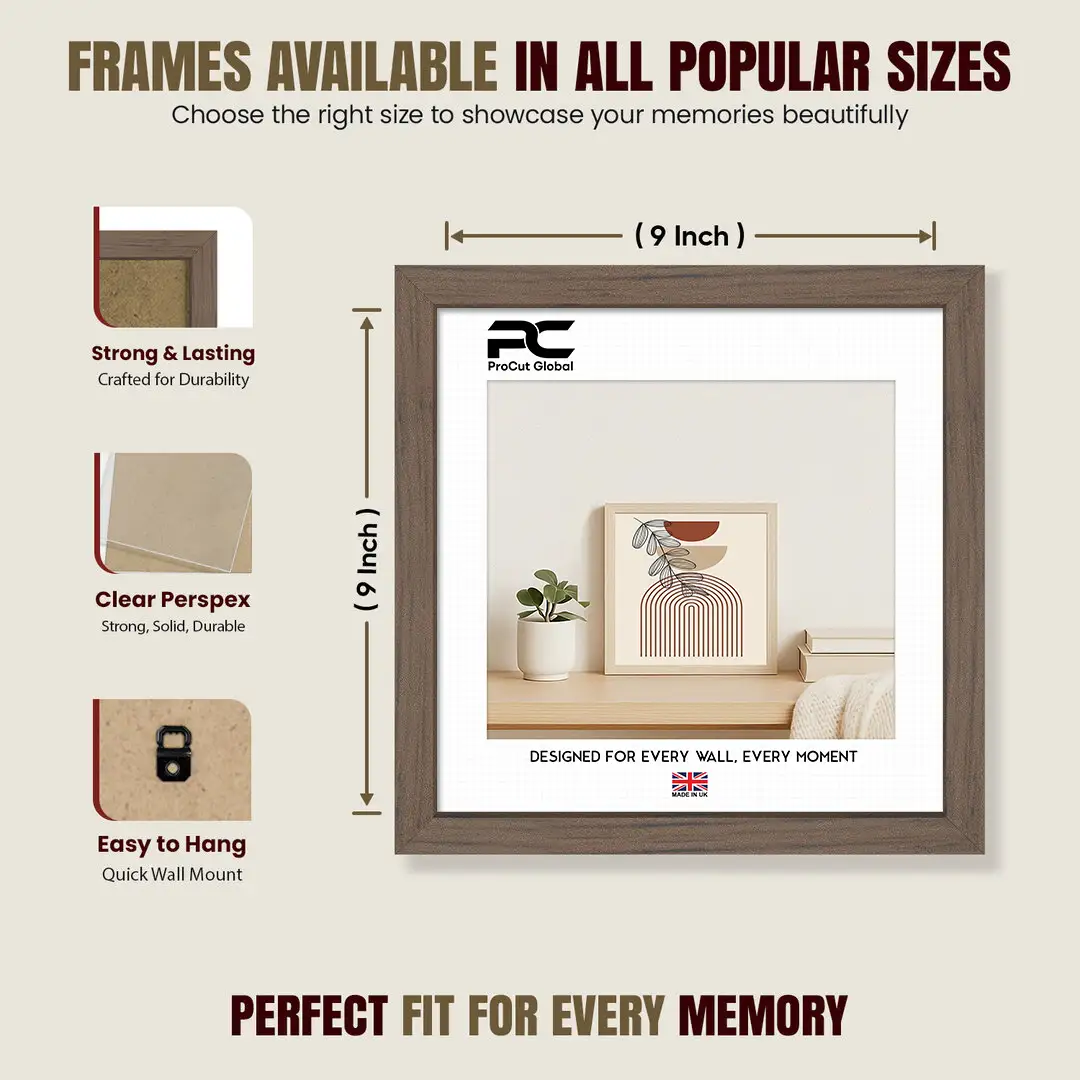 9x9" Sleek Walnut Picture Frame - Elegant Wall Or Desk Display thumbnail 4