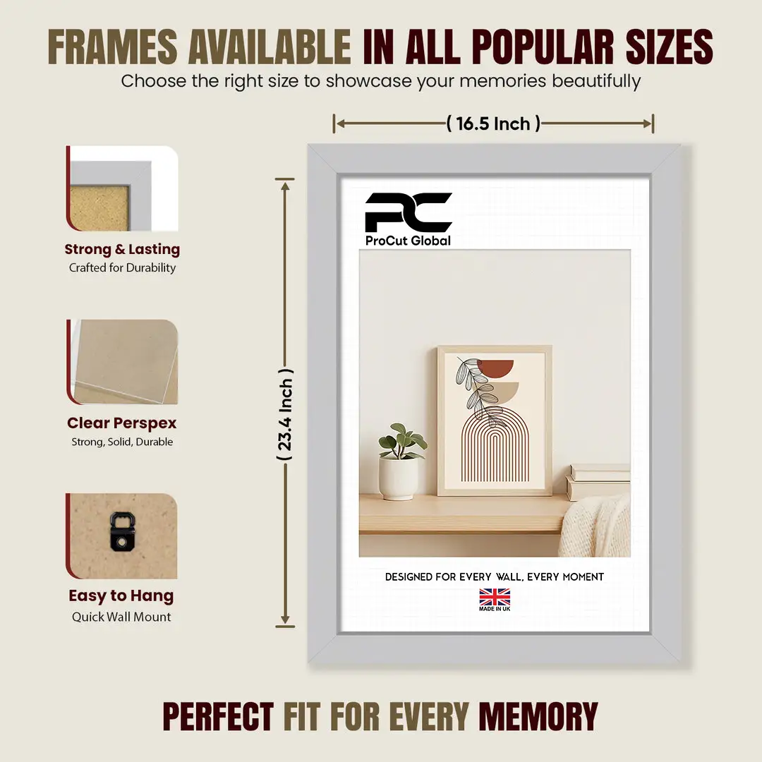 A2 Sleek Silver Picture Frame With Shatterproof Acrylic Front - Minimalist Wall Display thumbnail 4