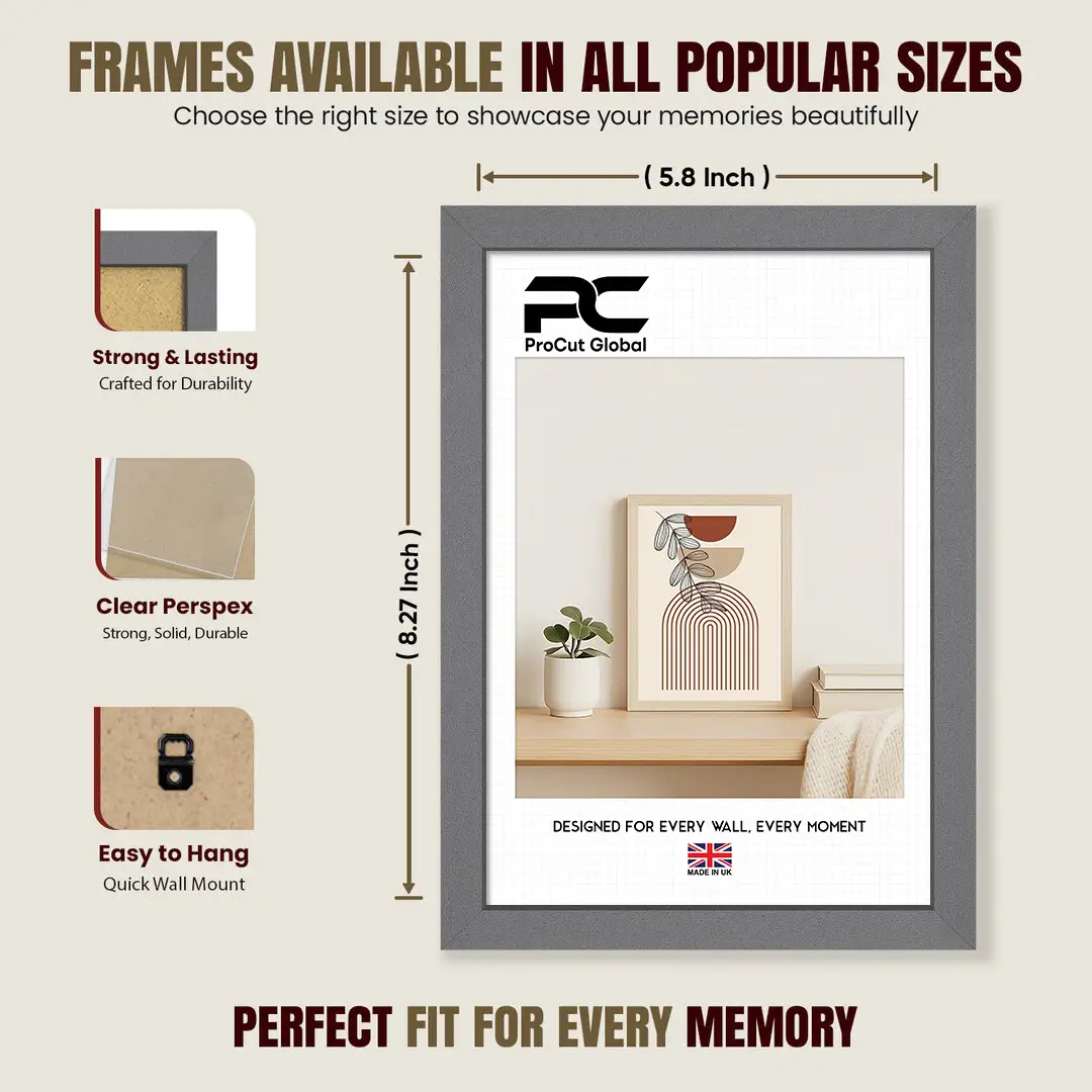 A5 Sleek Dark Grey Picture Frame With Clear Acrylic Front - For Premium Wall Decor thumbnail 4