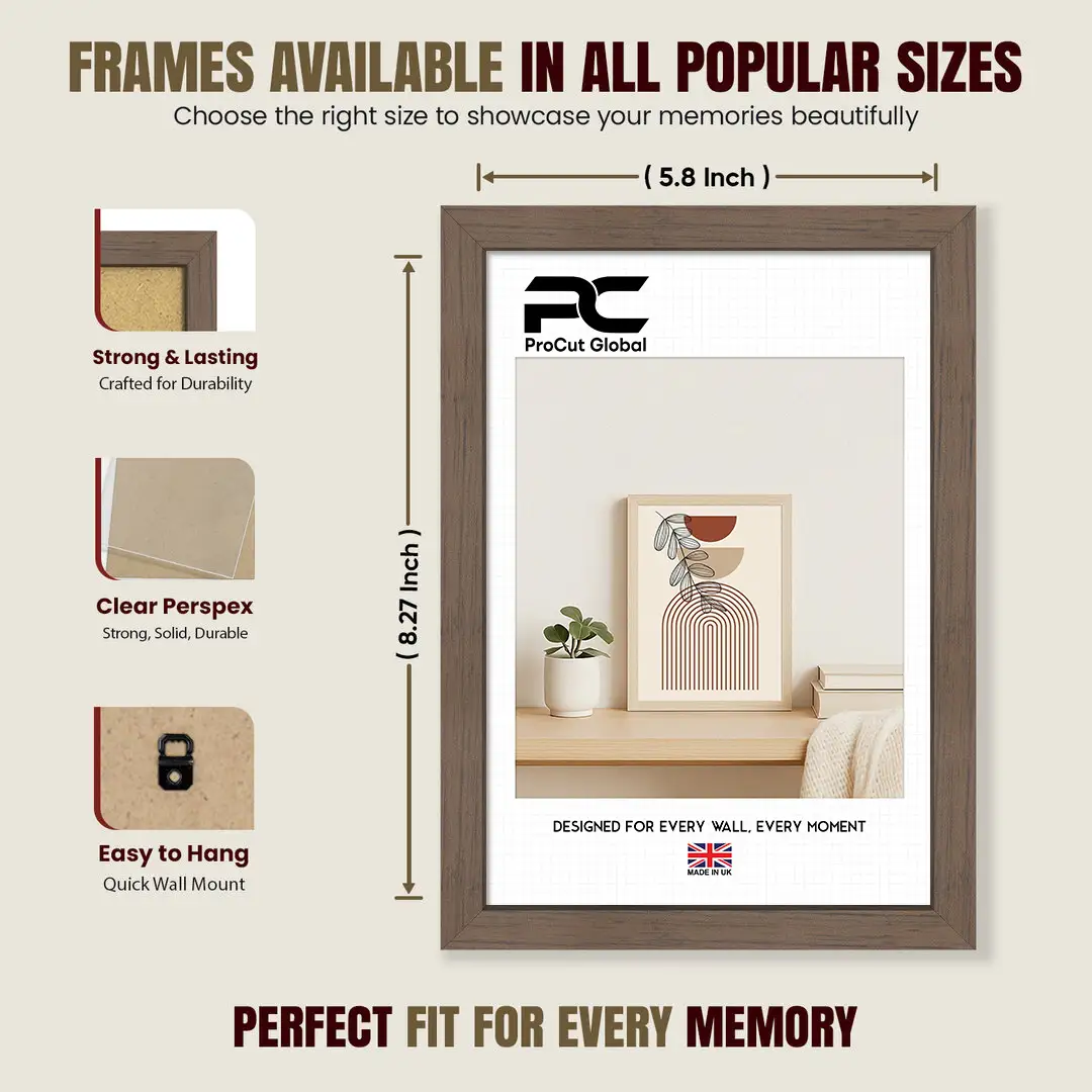 A5 Sleek Walnut Picture Frame With Clear Acrylic Front - For Premium Wall Decor thumbnail 4
