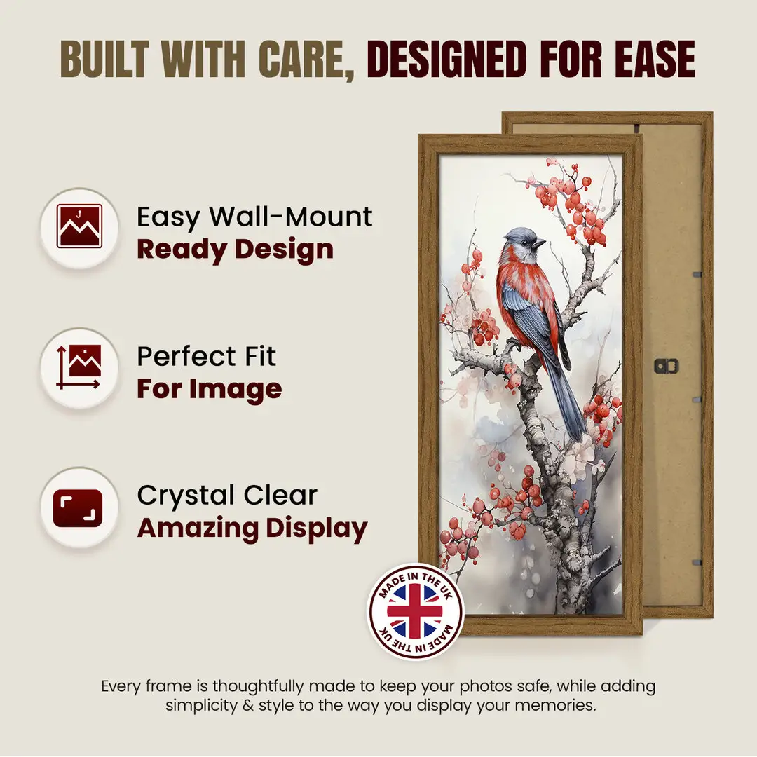 16x8" Sleek Oak Picture Frame With Clear Acrylic Front - For Premium Wall Decor thumbnail 7