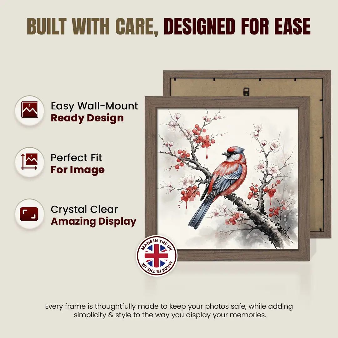 19x19" Sleek Walnut Picture Frame With Clear Acrylic Front - For Premium Wall Decor thumbnail 7