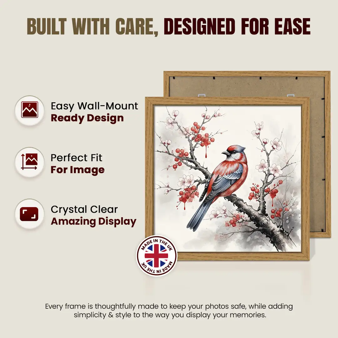 21x21" Sleek Oak Picture Frame With Shatterproof Acrylic Front - Minimalist Wall Display thumbnail 7