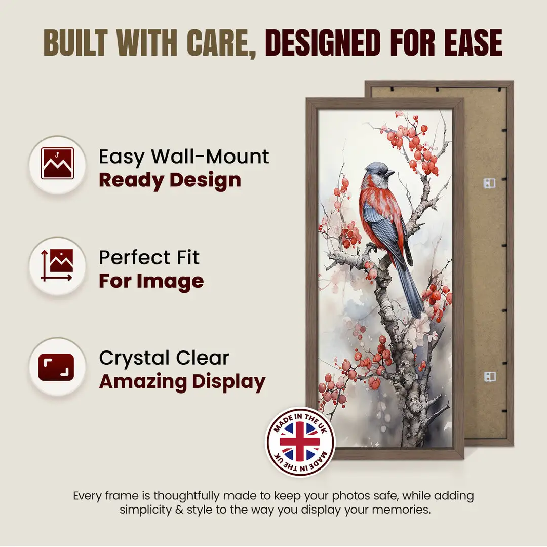 22x9" Sleek Walnut Picture Frame With Shatterproof Acrylic Front - Minimalist Wall Display thumbnail 7